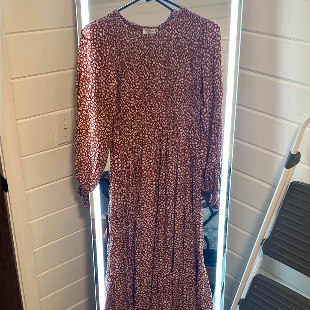 Elegant Red Patterned Women's Dress
